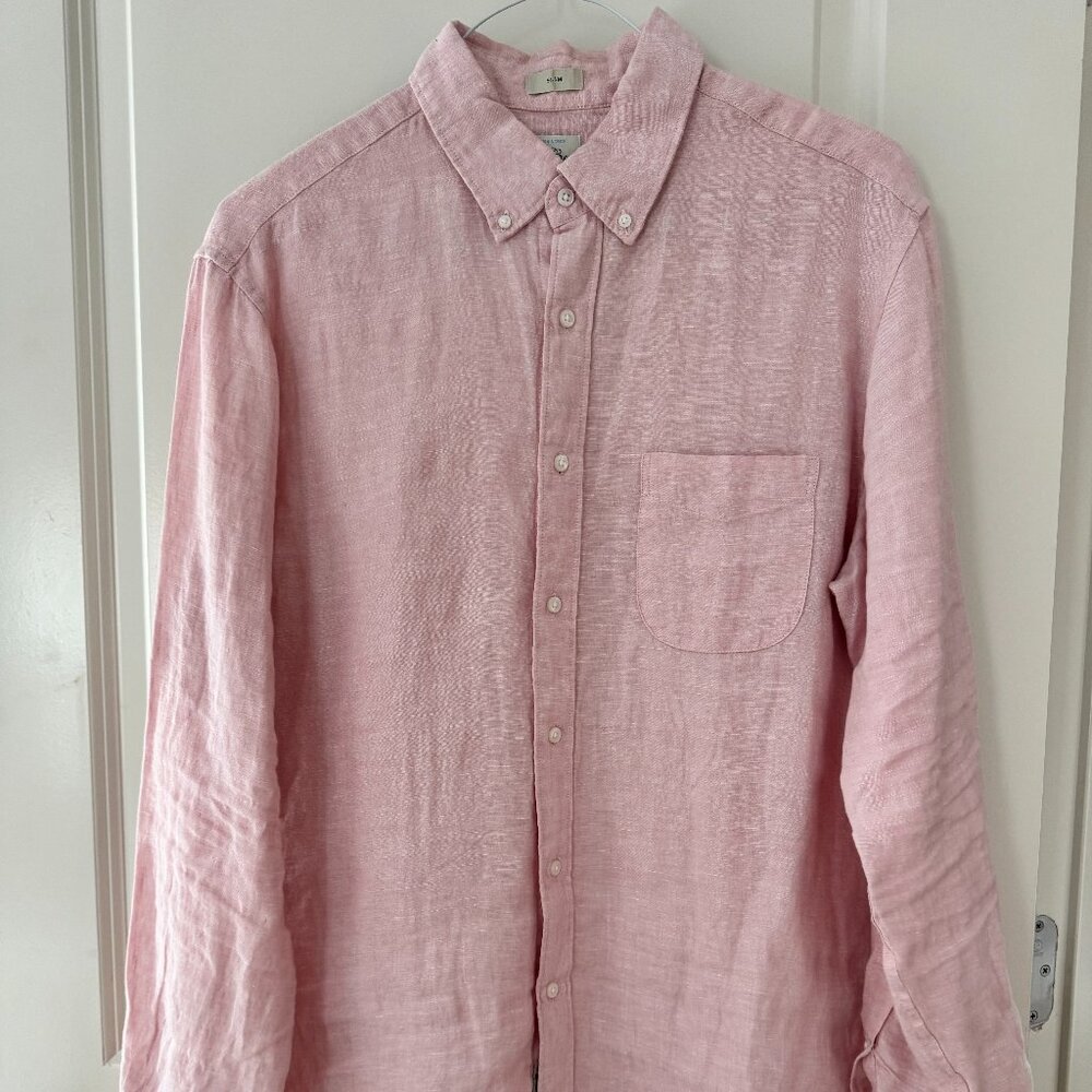 J. Crew Irish Linen Button Down Shirt. Size L. Slim Cut. Like New.